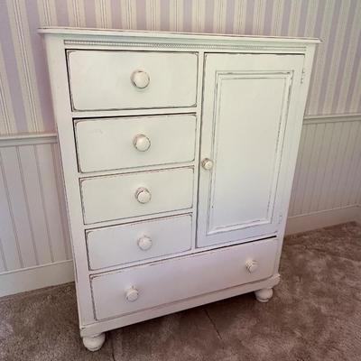 Cottage style weathered white wood dresser