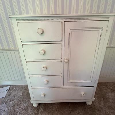 Cottage style weathered white wood dresser