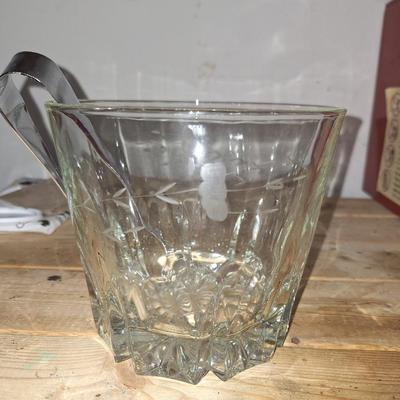 Crystal Ice Bucket w/ tongs