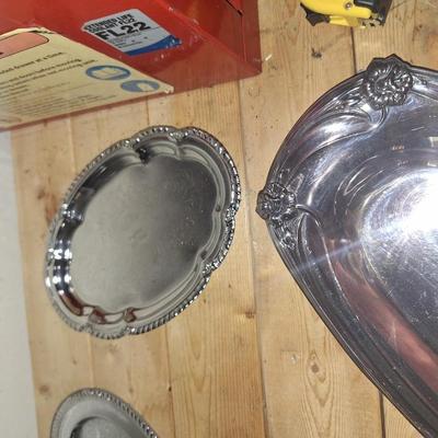4 pc silver plated serving dishes