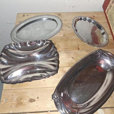 4 pc silver plated serving dishes