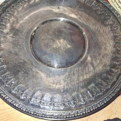 5pc plated trivet and platter lot