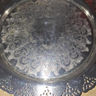 5pc plated trivet and platter lot