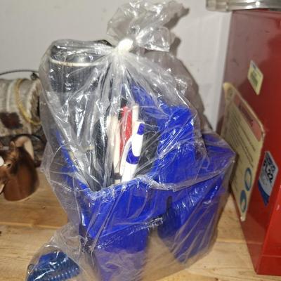 2 desk organizers blue plastic
