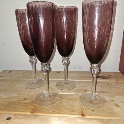 4 Purple Wine Glasses