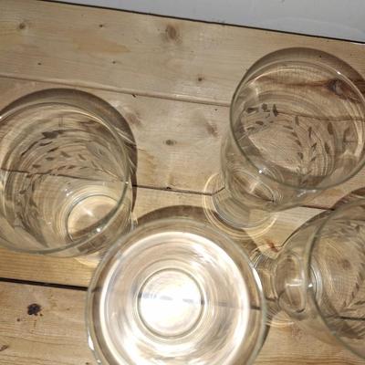 4 pc etched glasses