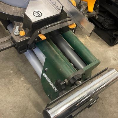 A6-Chicago electric 12 inch double bevel sliding compound miter saw and Masterforce work table