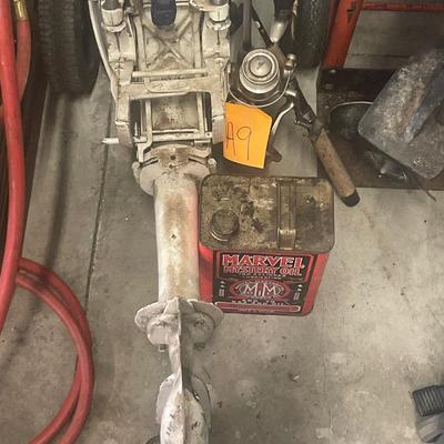 A9-Johnson 4 motor, Marvel Mystery Oil and 3 fishing rods