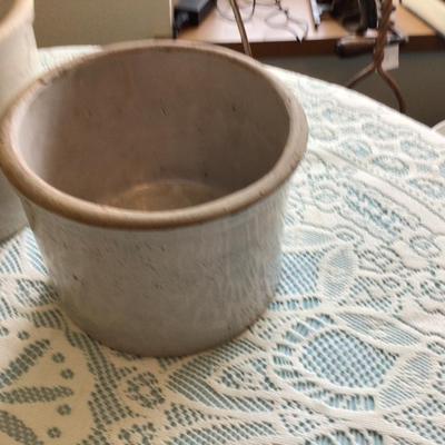 Set of Three Small White Crocks