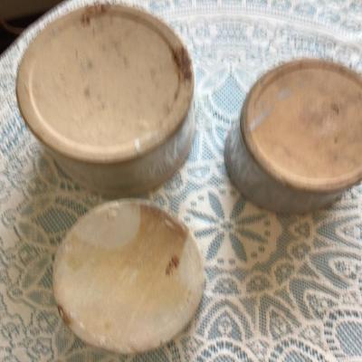 Set of Three Small White Crocks