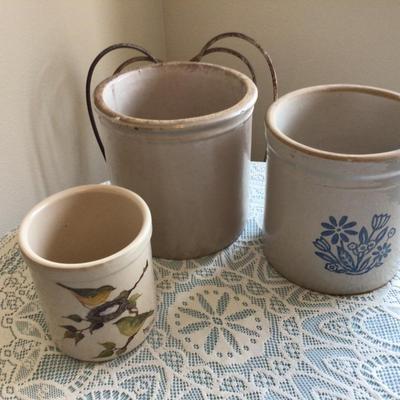 Set of Three Gray Crocks