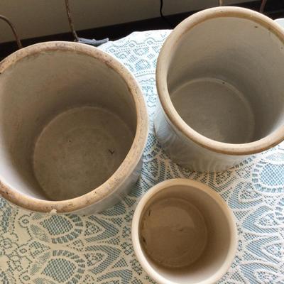 Set of Three Gray Crocks