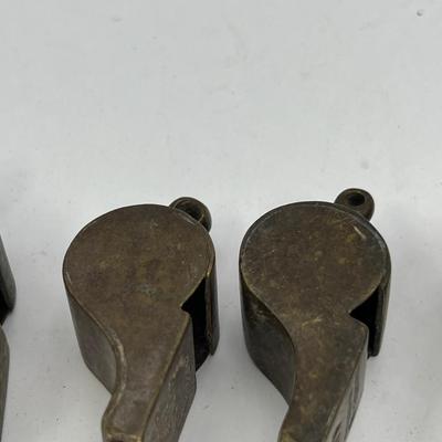 10 Antique metal whistles