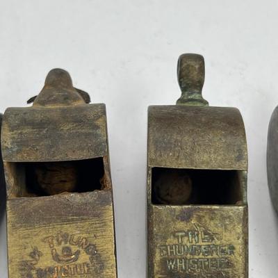 10 Antique metal whistles