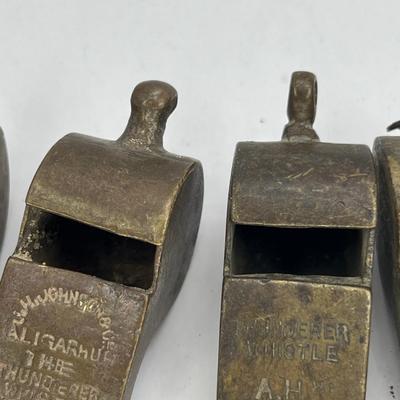 10 Antique metal whistles