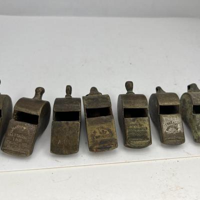 10 Antique metal whistles