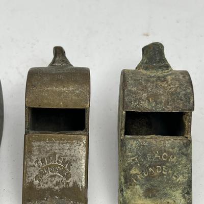 10 Antique metal whistles