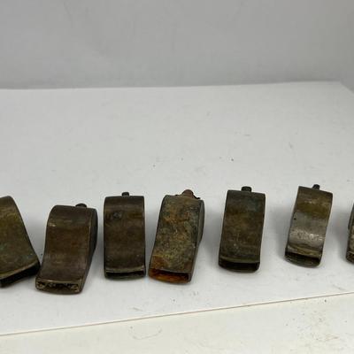 10 Antique metal whistles