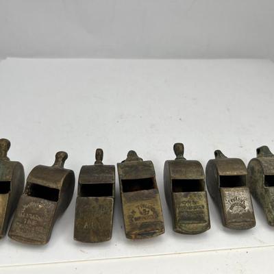 10 Antique metal whistles