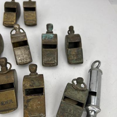 16 Antique whistles
