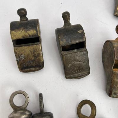 16 Antique whistles