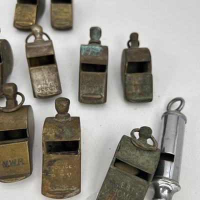 16 Antique whistles