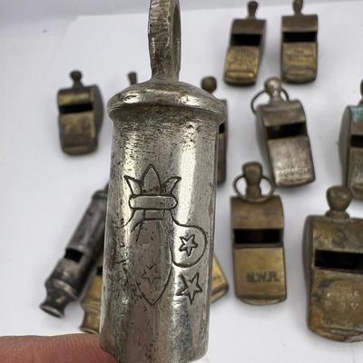 16 Antique whistles