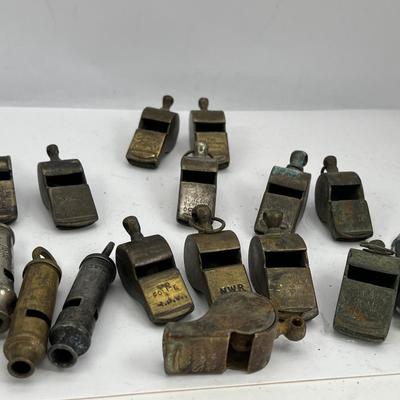 16 Antique whistles