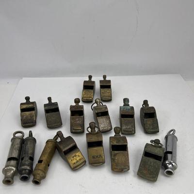 16 Antique whistles