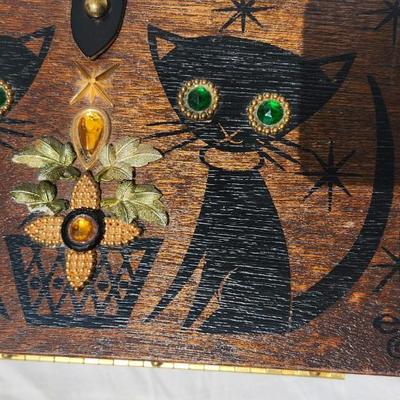Vintage Enid Collins Copy Cat Wood Purse, Original Box Bag