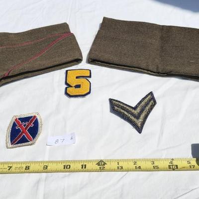 Pink Piped 1952 Dated US Army Garrison Cap and Wool overseas Garrison Cap