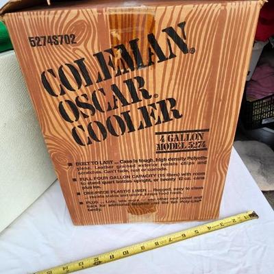 Vintage Coleman 'Oscar' Green and White Cooler- In Original Box