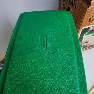 Vintage Coleman 'Oscar' Green and White Cooler- In Original Box