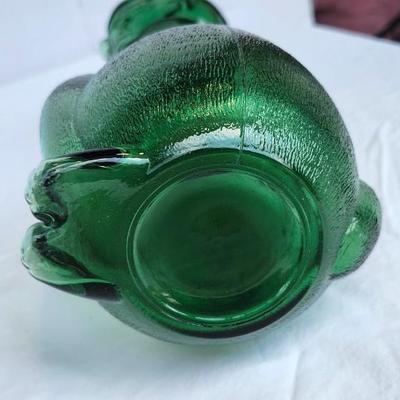 Vintage Glass Bottle lot with Green and Blue Glass Glass Cat Decanter. Vintage Banjo Glass Bottle