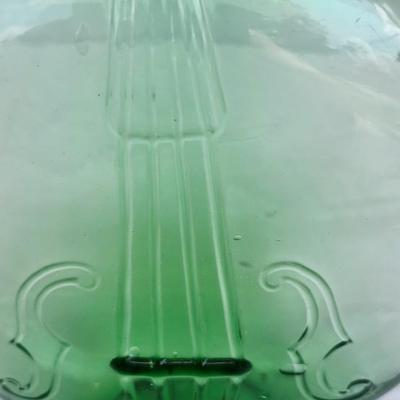 Vintage Glass Bottle lot with Green and Blue Glass Glass Cat Decanter. Vintage Banjo Glass Bottle