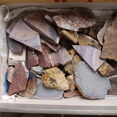 SMALL - MEDIUM CUT ROCKS, 1 MARKED JADE