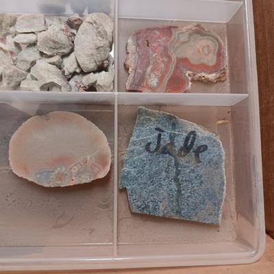 SMALL - MEDIUM CUT ROCKS, 1 MARKED JADE