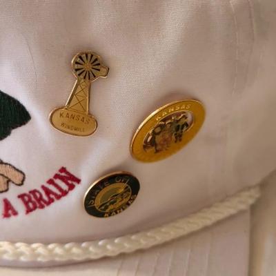 Vintage Baseballs Caps and Vintage Enamel Pins, including Coca-Cola and Felix the cat