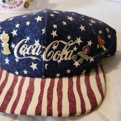 Vintage Baseballs Caps and Vintage Enamel Pins, including Coca-Cola and Felix the cat