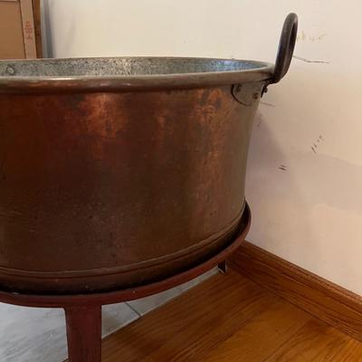 Large 24” Diameter Copper Pot/Cauldron W/Stand (P-RG)