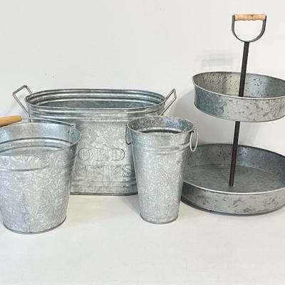 Galvanized Serveware ~ Set Of Four (4)