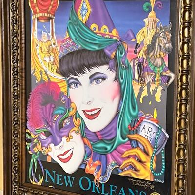 MICHEAL HUNTER ~ Signed ~ Mardi Gras 92 Framed Poster