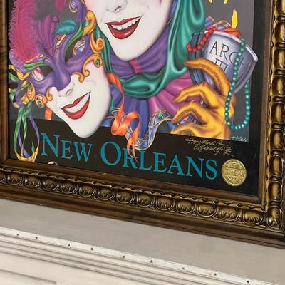 MICHEAL HUNTER ~ Signed ~ Mardi Gras 92 Framed Poster