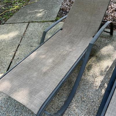 SUNBRELLA ~ Pair (2) Outdoor Metal & Mesh Lounge Chairs