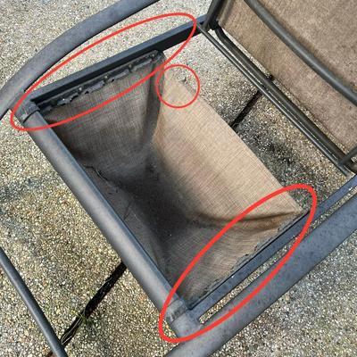 SUNBRELLA ~ Pair (2) Outdoor Metal & Mesh Lounge Chairs
