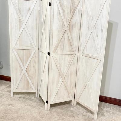 Four (4) Panel Farmhouse Style Wooden Room Divider