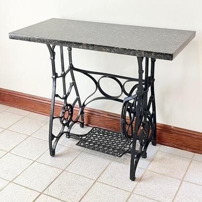 STANDARD ~ Vtg. Cast Iron Sewing Machine Frame With Granite Table Top