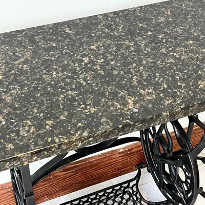 STANDARD ~ Vtg. Cast Iron Sewing Machine Frame With Granite Table Top