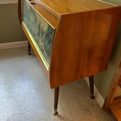 MCM Bar Cabinet W/Raised Relief Black Forest Scene (K-RG)