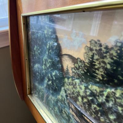 MCM Bar Cabinet W/Raised Relief Black Forest Scene (K-RG)